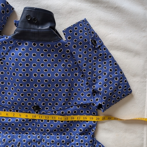 Coach Woman's Trench Coat Royal Blue Jacket Leather Collar 100% Cotton Size M - Picture 15 of 17